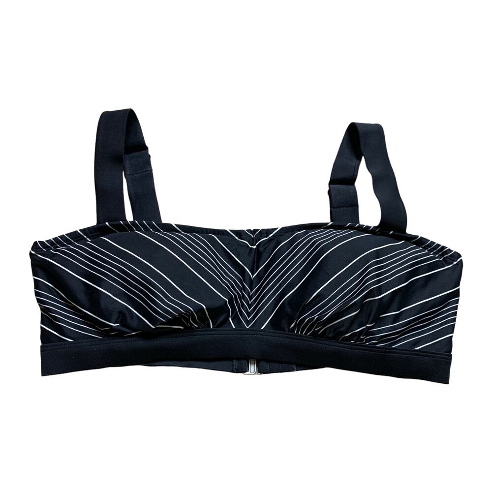 Athleta Black Striped Bikini Top 34D 34DD